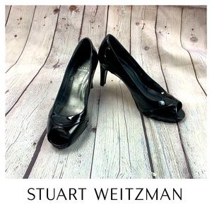 Stuart Weitzman Patent Leather Peep Toe Pump 7